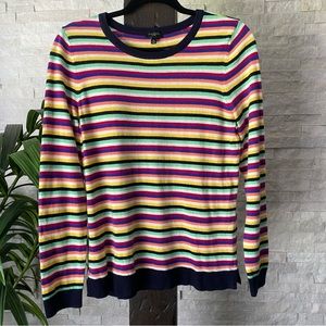 TALBOTS Multicolor Stripe Lambswool Nylon Sweater Size MP